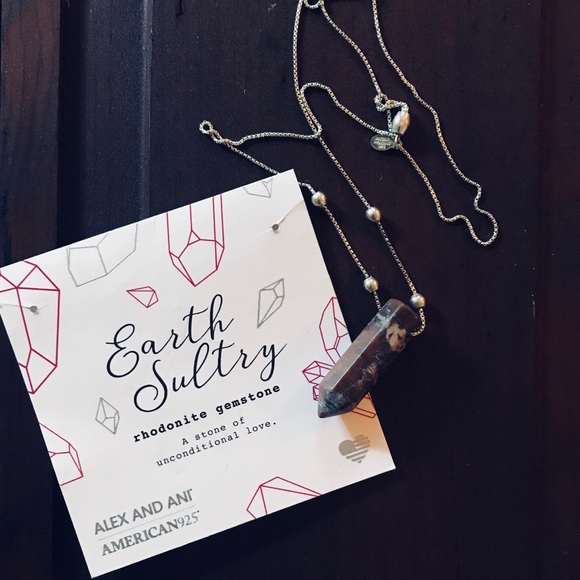 NWT🎈Alex and Ani Rhodonite Gemstone 925 Necklace - Picture 2 of 7